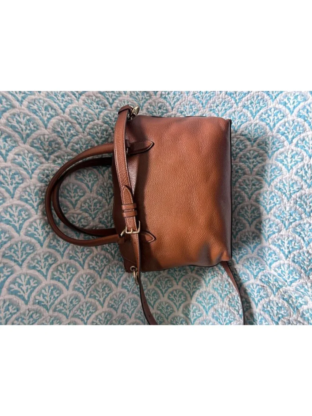 Coach Remi Satchel 1317 Brown Polished Pebble Leather Crossbody Tote Shoulder Ba